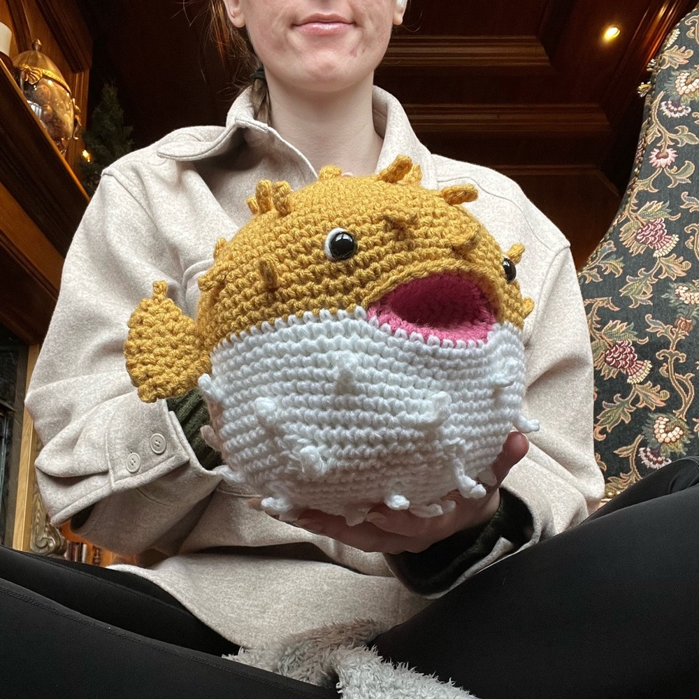 Hand Crocheted Ziggy the Puffer Fish Stuffed Animal Plushie! - Picture 4 of 13